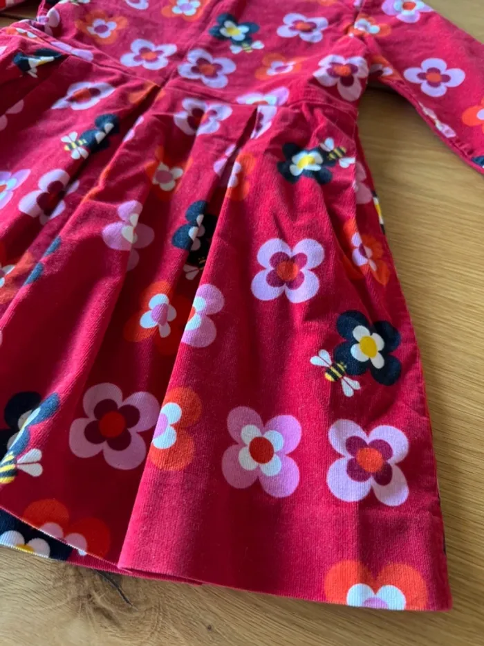 Robe ML en velours rouge avec fleurs - Taille 4 Ans - photo numéro 12