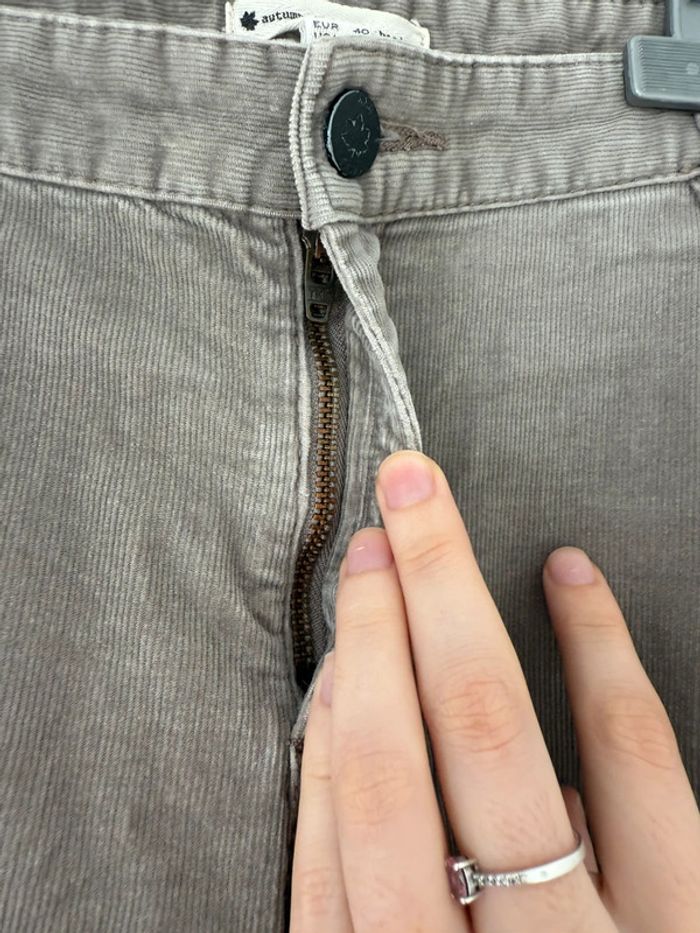Pantalon slim skinny droit en velours beige gris clair - photo numéro 6