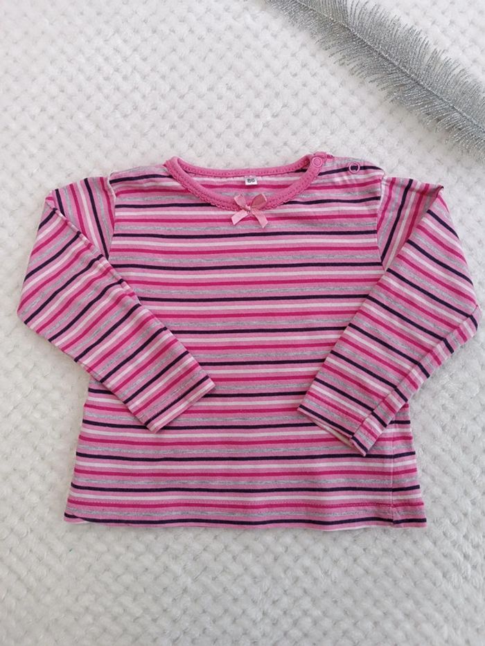 🔸T-shirt rayé blanc et rose 2A - Zeeman🔸