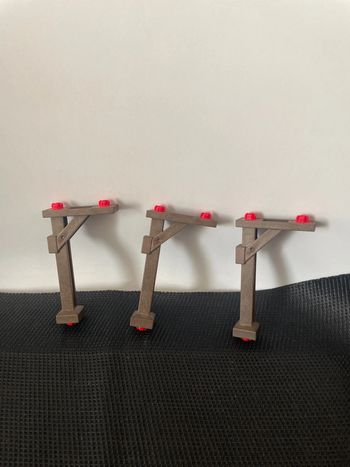 Playmobil lot 3 poteaux supports marron foncé ferme fort western 3023 3285 3938 4055 7718 7936