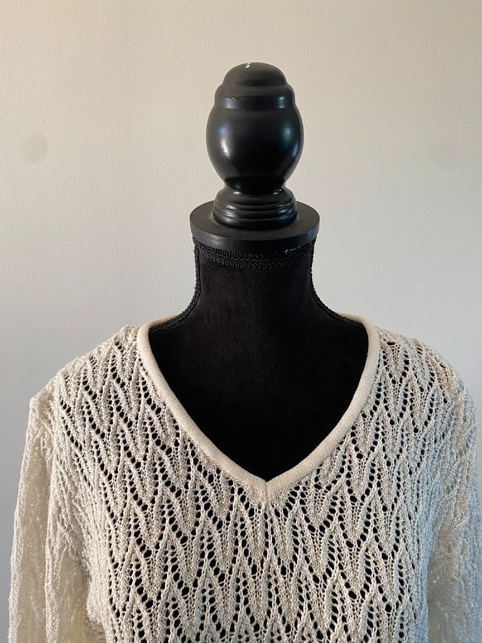 Tee shirt maille vintage crème blanc cassé taille 38 - photo numéro 2