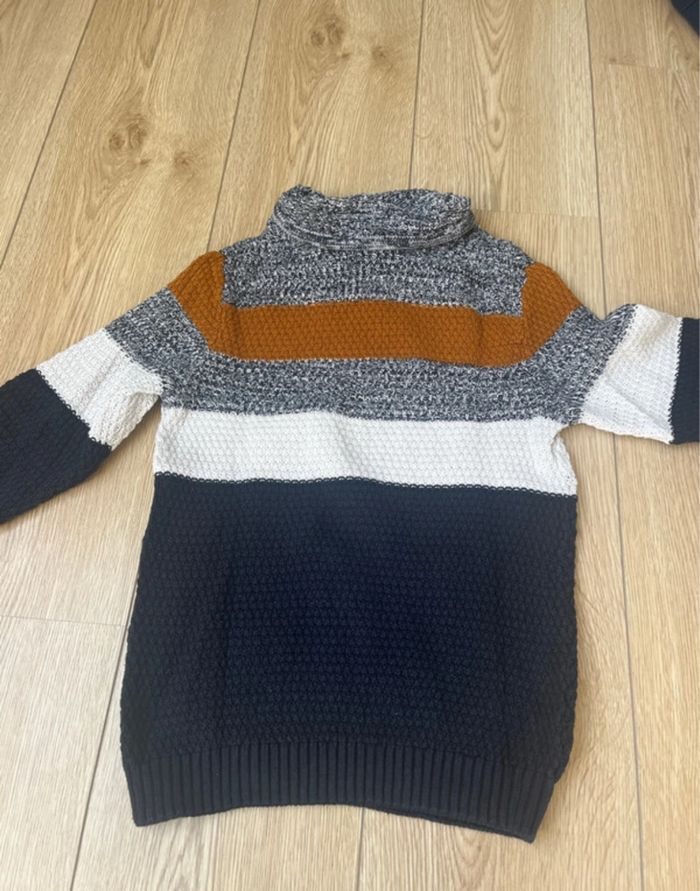 Pull col montant Kiabi bleu marine et chiné