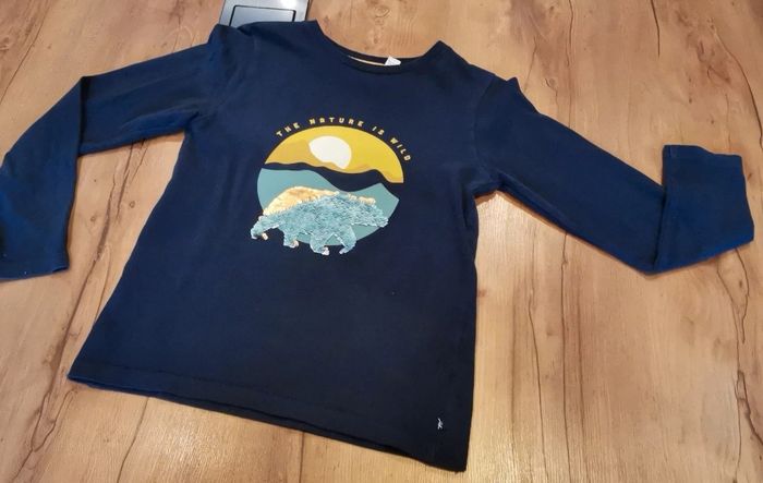 T-shirt Manches Longues Springfield Pour Garçon 7-8 Ans - Coton Piqué - Bleu - Coupe Classique Et Confortable