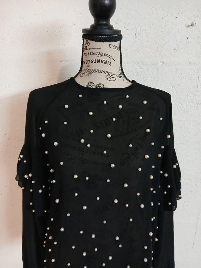🖤 Blouse fluide noire à perles – IVIVI – Taille L – Très bon état - photo numéro 5
