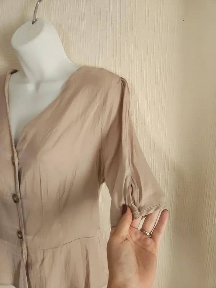 Blouse chemisier beige manches courtes Bachelorette S - photo numéro 5