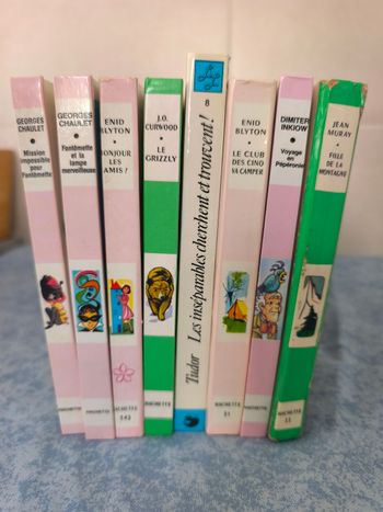 Lot livre bibliothèque rose et vert