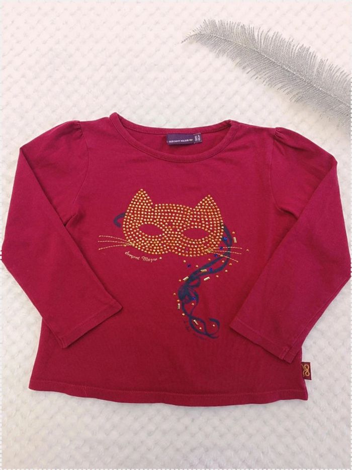 🔸T-shirt Manches Longues Rouge Bordeaux - Sergent Major 3 ans🔸
