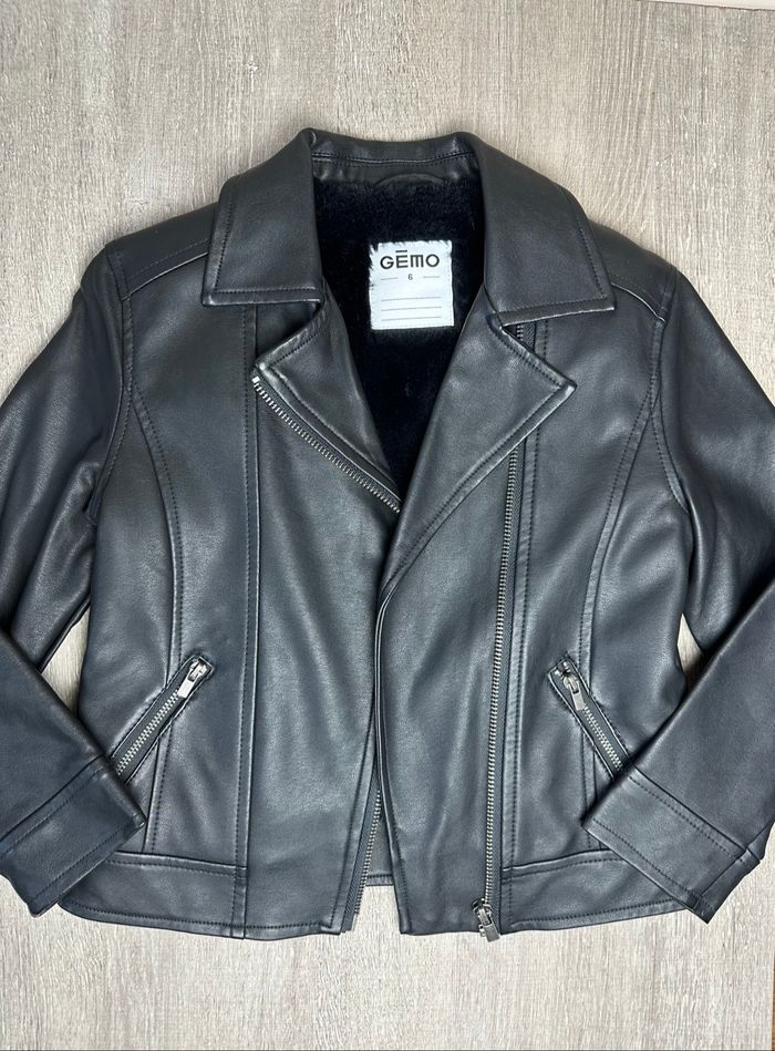 Blouson perfecto zippé en simili intérieur doublé - taille 6 ans - photo numéro 2