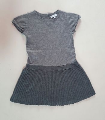Robe fille jacadi 4 ans grise, en laine, jupe effet plissee