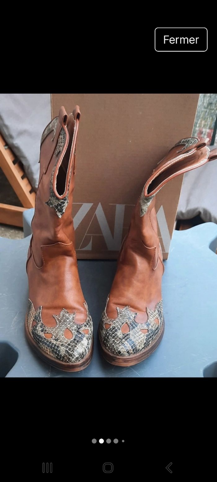 Bottes cowboy mi haute à enfiler de chez toscane&joe - photo numéro 4