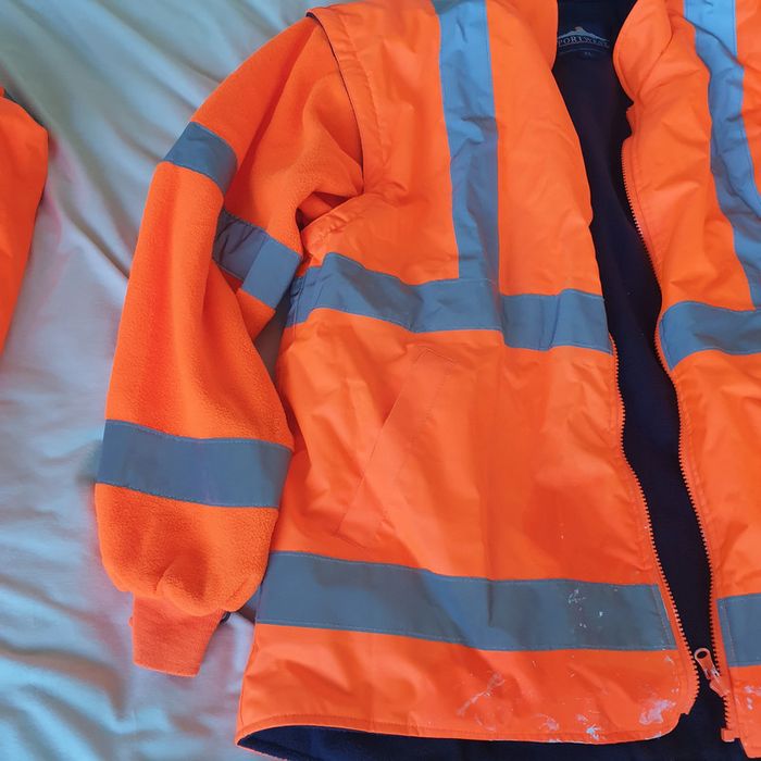 Blouson Haute Visibilité parka de chantier 2en1 Portwest Orange fluo, taille XL - photo numéro 8