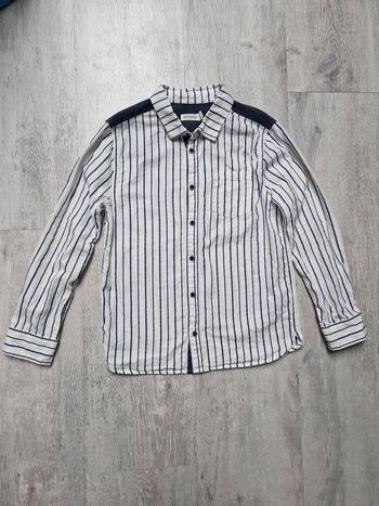 Chemise manches longues Orchestra 10 ans neuve rayée bleu et blanche