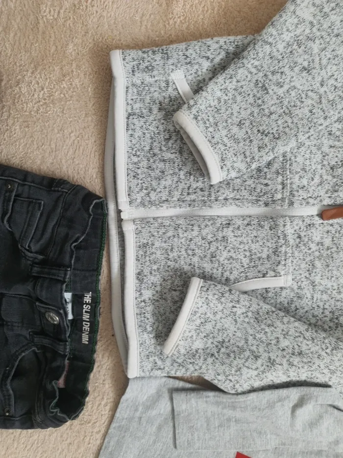 12/18 mois lot mi saison garçon jean cargo veste polaire tshirt - photo numéro 8