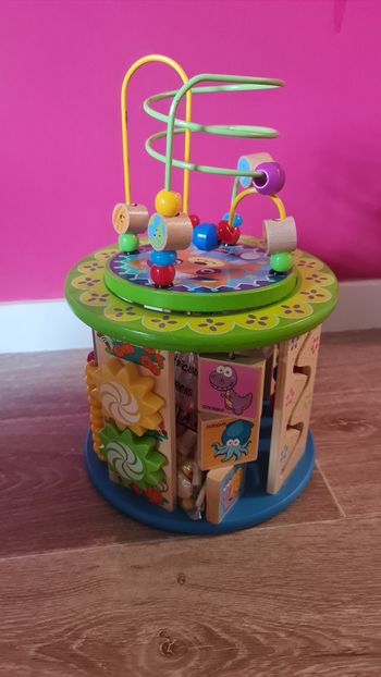 Cube Activite en Bois 10 en 1 Multifonction Labyrinthe de Perles pour Enfant