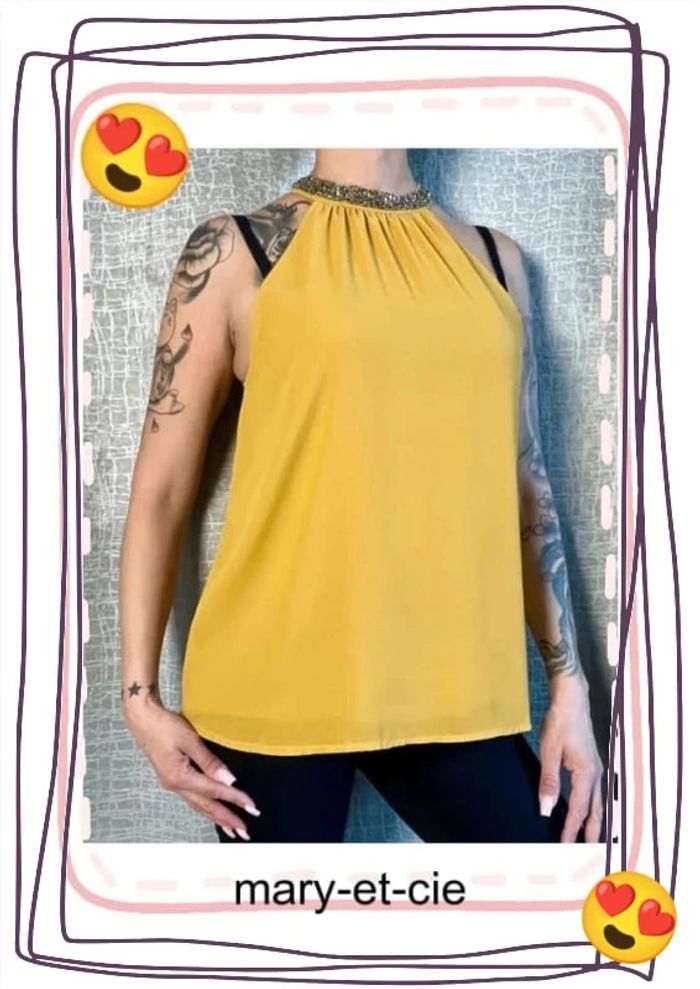 SOLDÉ - Blouse fluide taille M couleur moutarde