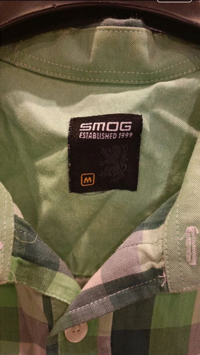 Camicia Smog mezze maniche a quadrettoni verde e blu - photo numéro 3