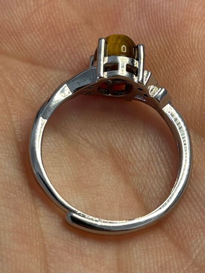 Bague réglable en laiton et en œil de tigre – Protection & Confiance - photo numéro 5