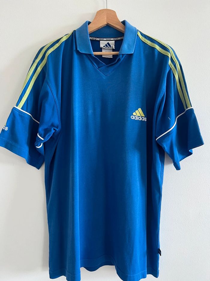 Polo de sport Adidas vintage taille L couleur bleu & vert.