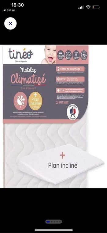 Matelas climatisé avec plan incliné