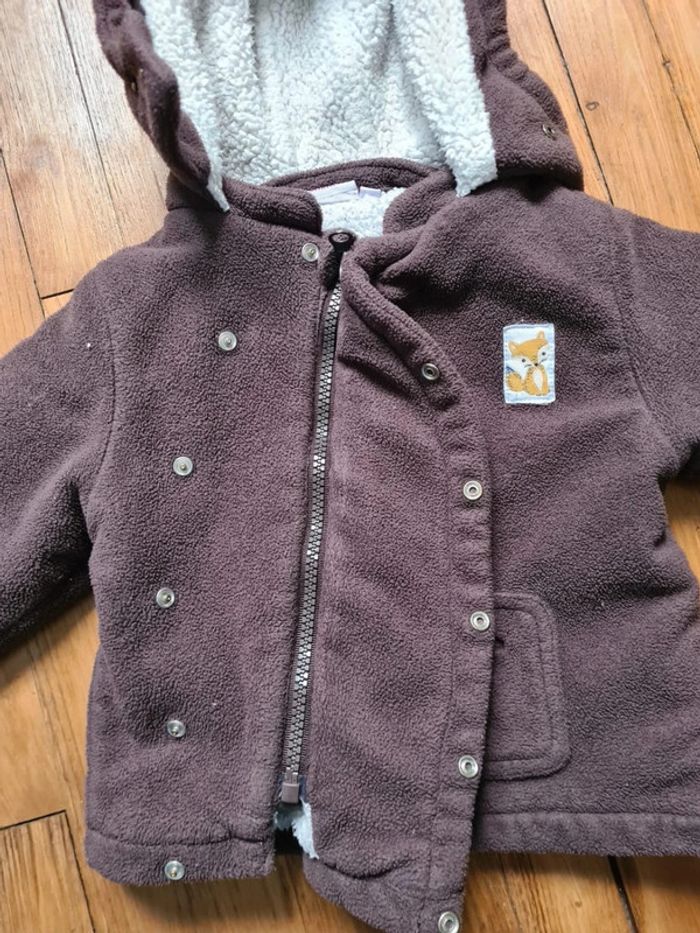 Veste 12 mois marron avec capuche - photo numéro 3