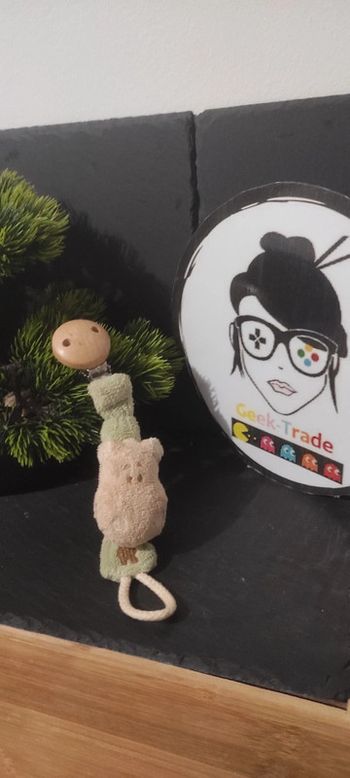 Noukie's Baboum Zamba Hippoum attache sucette hippopotame tétine vert Beige