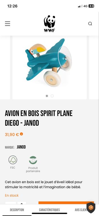 Avion en bois de Janod Spirit plane Diego