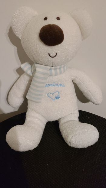 Doudou peluche Ours bleu Luminou 30 cm