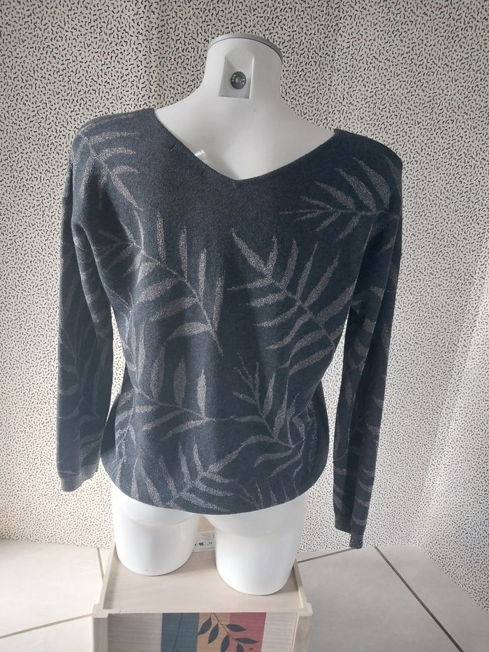Pull femme WHY NOT – motif feuillage argenté - photo numéro 5