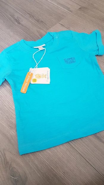 Tee-shirt manches courtes fagottino 3/6 mois turquoise neuf