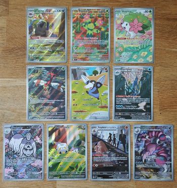 Lot de 10 cartes Pokémon Ultra rare full art AR différentes séries Écarlate & violet/Méga Évolutions
