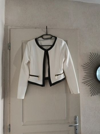Veste blazer blanche crème et noir