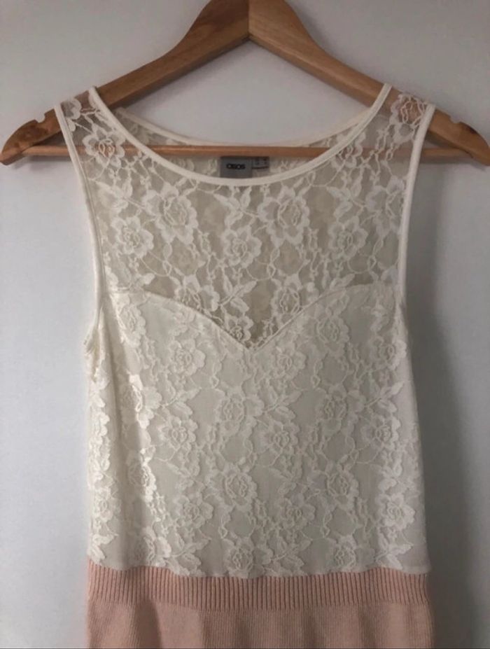 Robe asos dentelle habillé 36 S neuve rose blanc - photo numéro 3