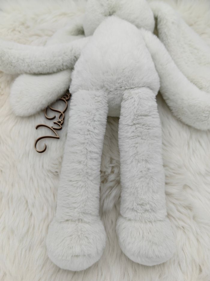 Doudou peluche lapin blanc cassé - photo numéro 7