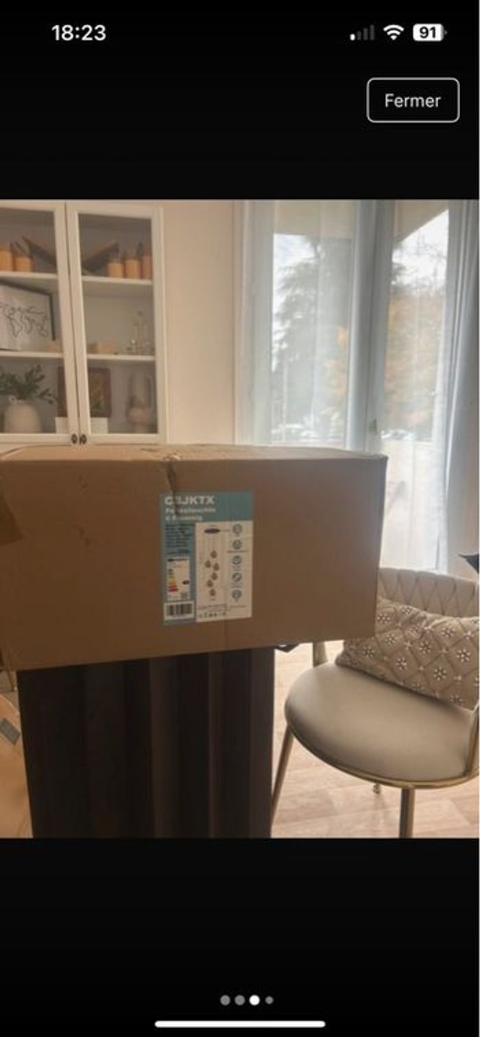 Suspension moderne à 6 boules en verre ambré - Neuve dans sa boîte - photo numéro 5