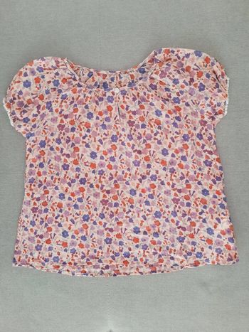Chemisier blouse à manches courtes Ikks 5 ans fleuri orange et violet