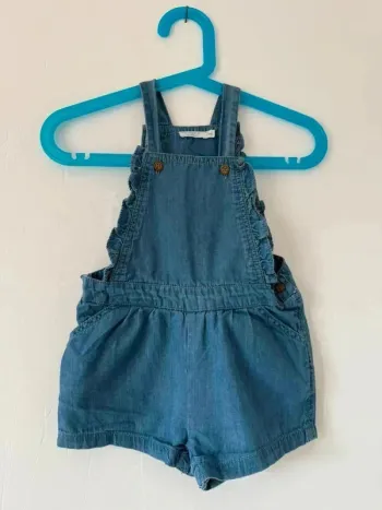 Combi-short en jean Bout'chou avec volants - 18 mois