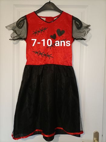 Déguisement halloween robe noir et rouge 7-10 ans