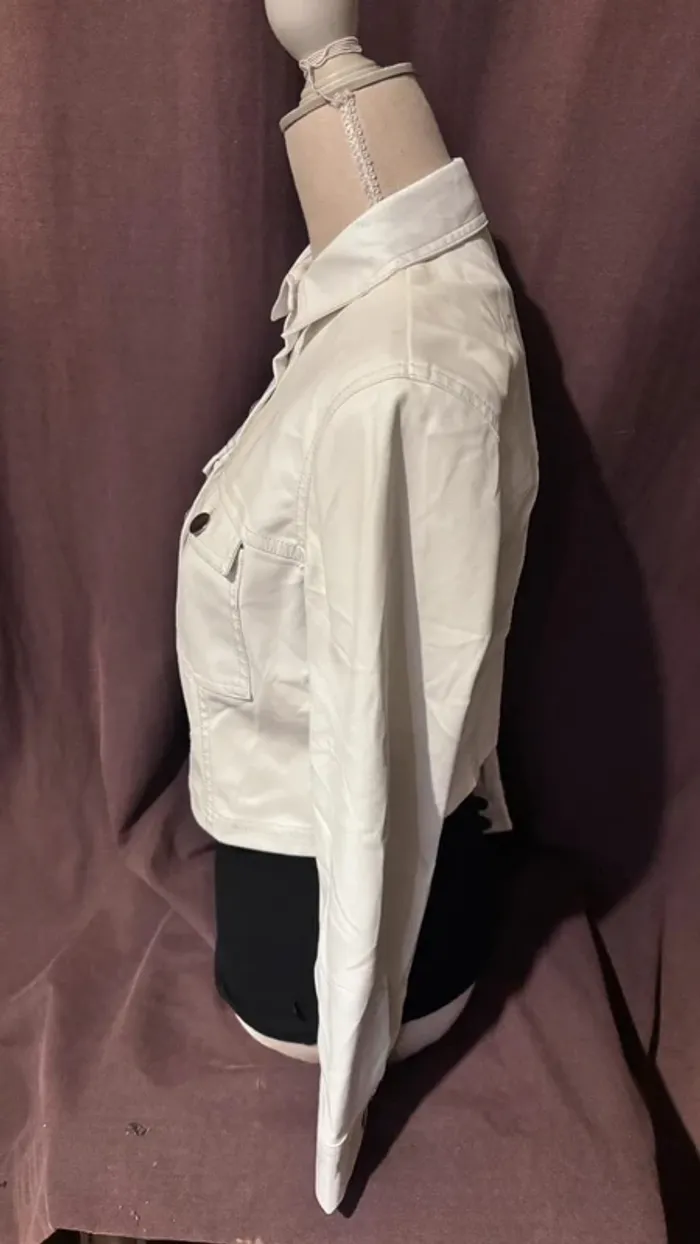 💕 perfecto blanc court en simili cuir taille 36 S #bershka - photo numéro 5