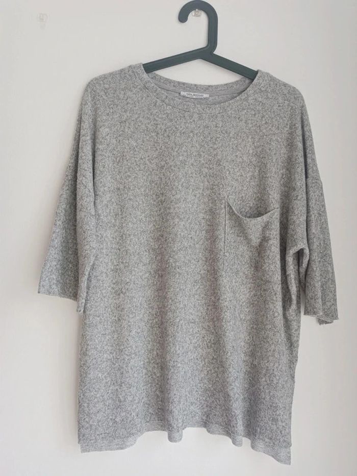 Pull gris doux manches 3/4 Zara Taille S En très bon état - photo numéro 2