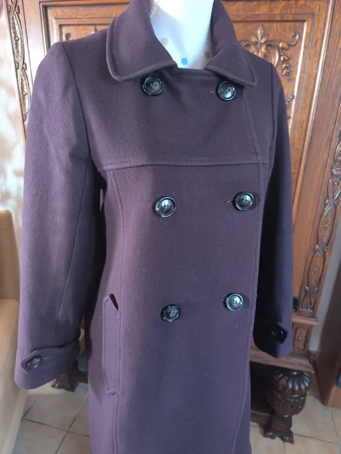 Magnifique manteau laine couleur prune - photo numéro 2
