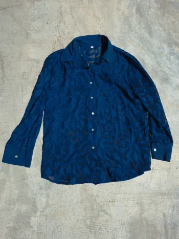 Chemise à bouton transparente bleu