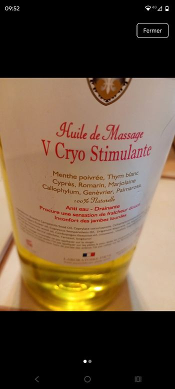 Huile de massage V Cryo stimulante