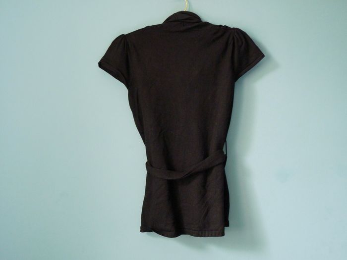 Pull Tunique ceinture femme 36 S Promod TBE noir manches courtes - photo numéro 3