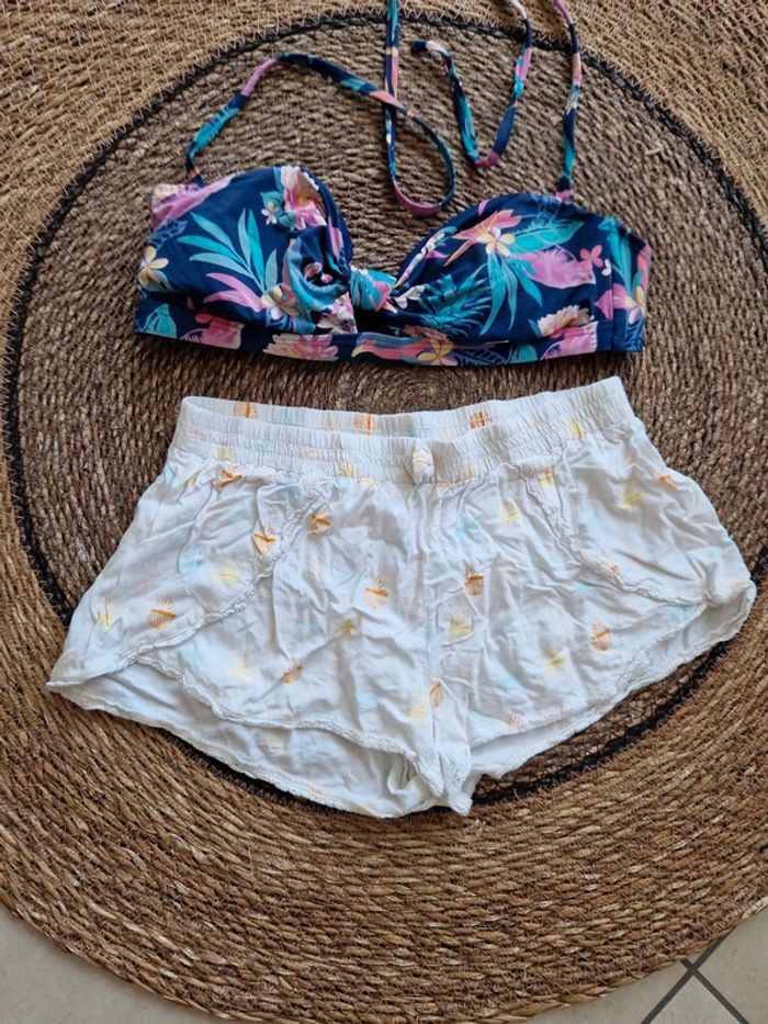 Short kiabi taille 36 + 1 haut de maillot de bain Camaïeu taille 36 - photo numéro 3