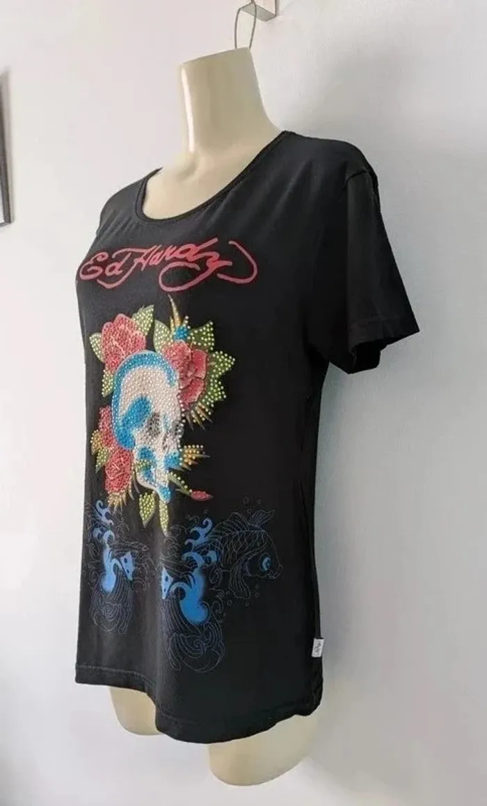 T-shirt d'été strass - Ed Hardy - taille 38 - photo numéro 3