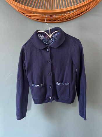 💙 Gilet Sergent Major Marine Col Claudine et Détails Fleuris