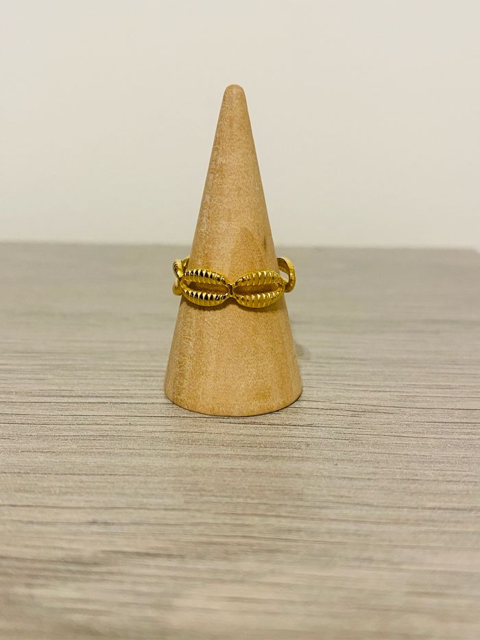 Bague ajustable doré coquillages acier inoxydable - photo numéro 2