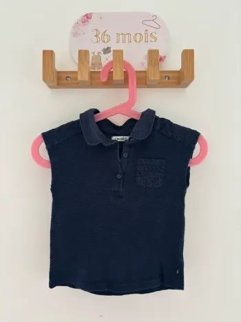 Polo Okaïdi bleu marine fille – 36 mois, chic & confortable