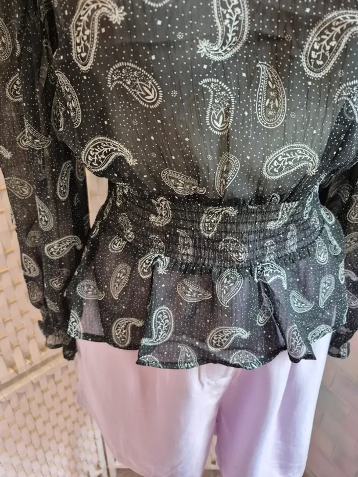 💕jolie blouse bizzbee noir motifs cachemire femme TS / 36 💕 - photo numéro 5