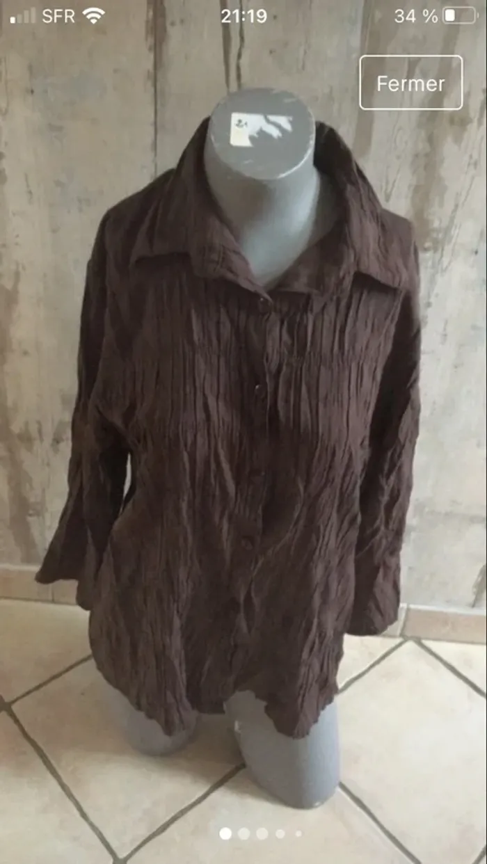 Joli lot en L /40 débardeur brodé et perles et chemise gaufrée - photo numéro 7